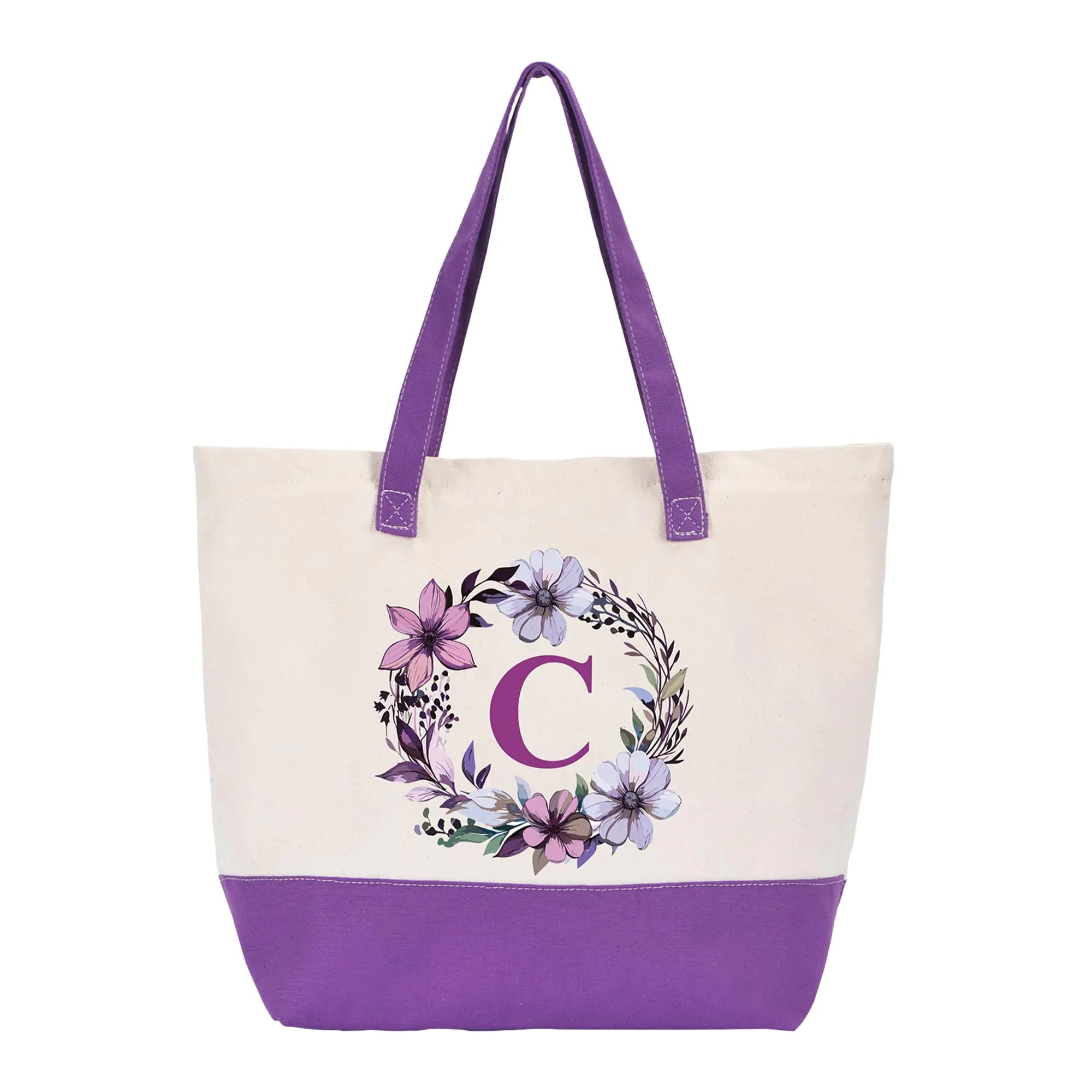Elegant Monogram Initial Canvas Tote