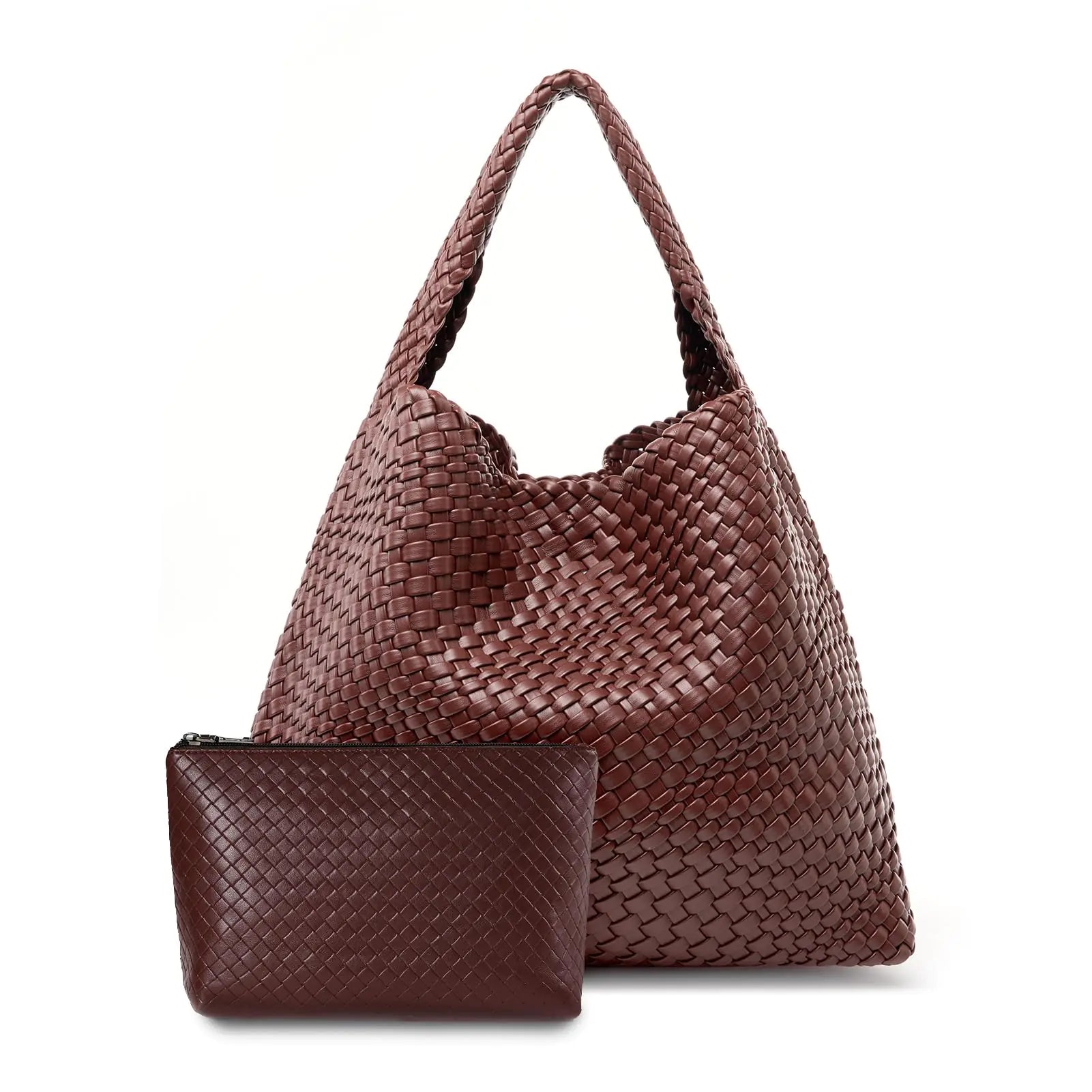 ChicWoven Vegan Leather Tote with Clutch